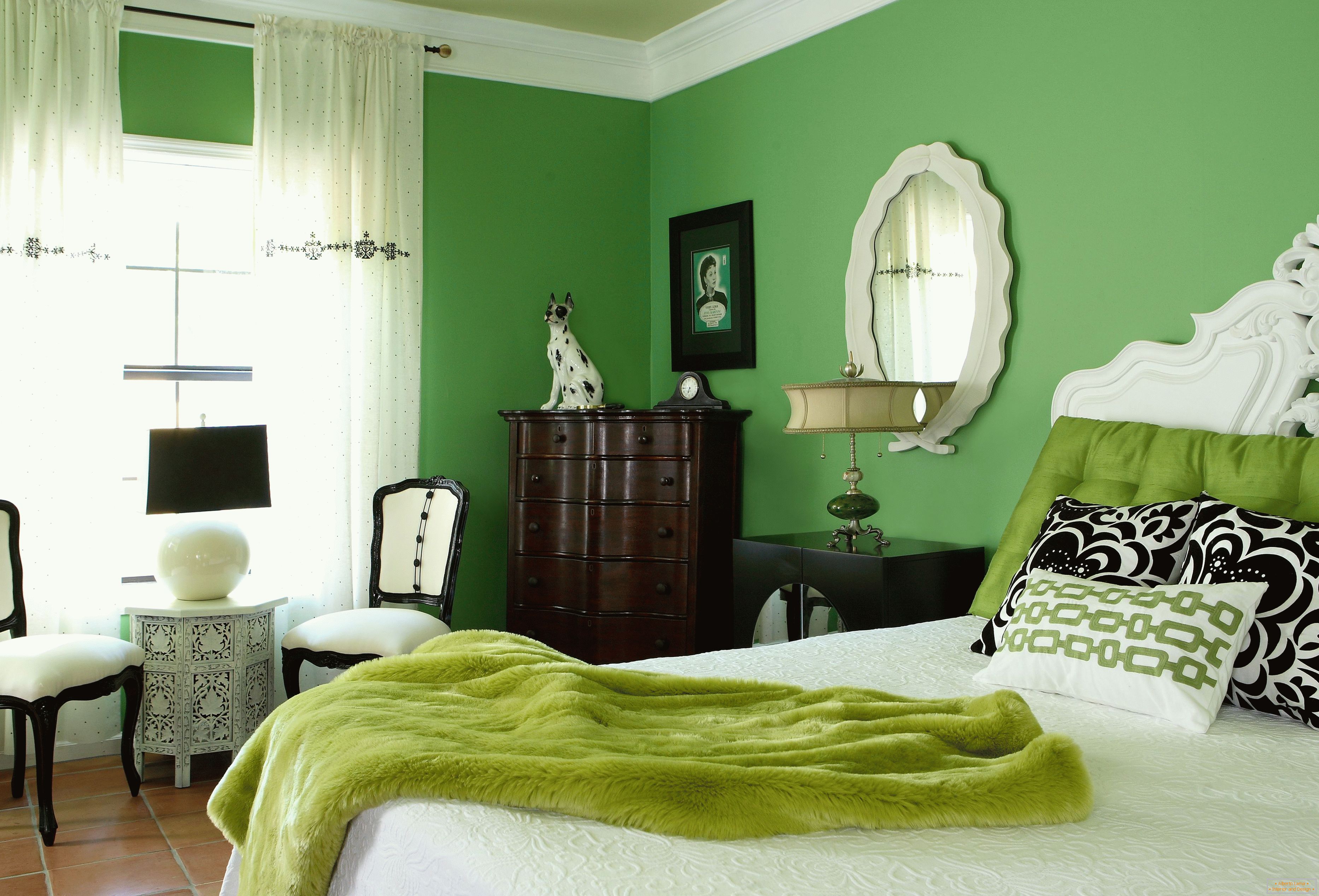 Dormitor în culori verzi