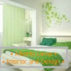 Proiectarea unui dormitor alb-verde