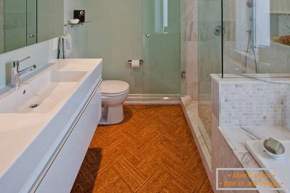 Designul de baie cu podele din plută