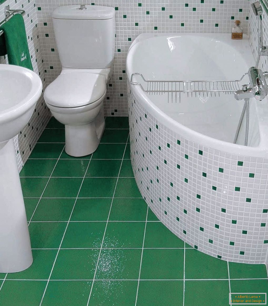 Cadă de baie albă și verde