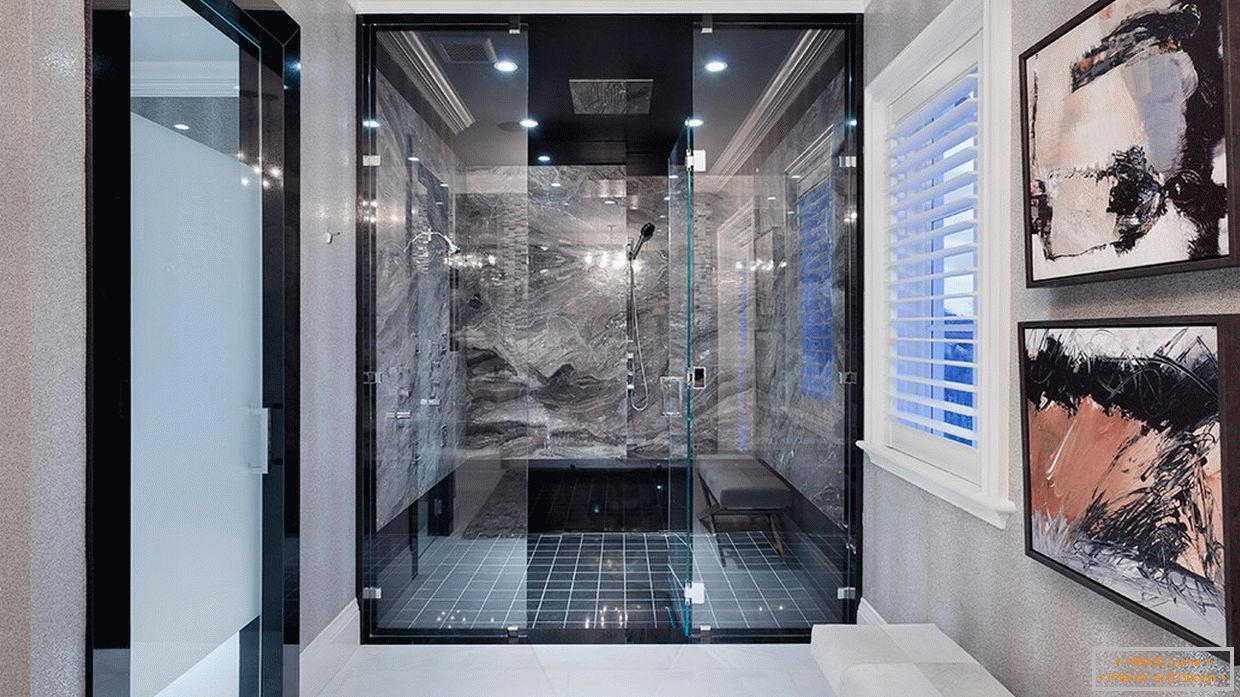 Culoare neagră în designul camerei de duș