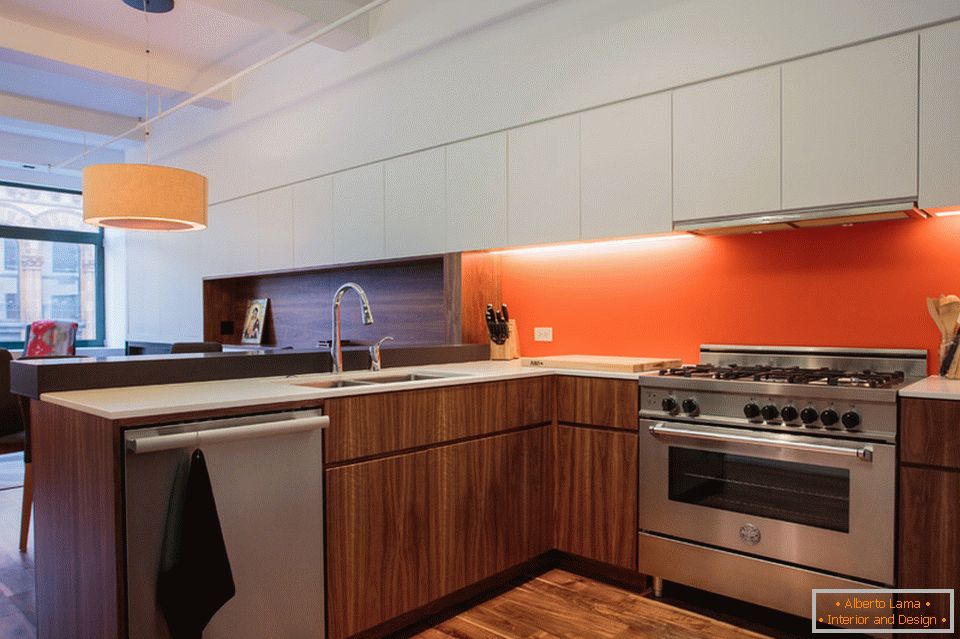 Bucătărie elegantă duplex în Manhattan
