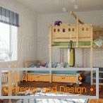 Cameră pentru copii cu mobilier din lemn