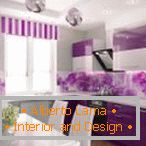 Bucătărie în tonuri violete