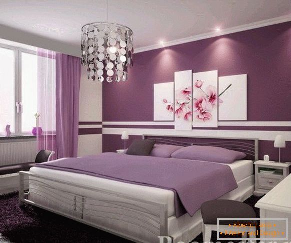 Purple culori în interiorul dormitor