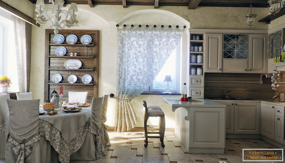 Interiorul bucătăriei în stil francez