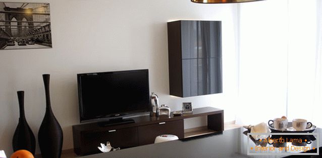 Sufragerie în camera de zi a unui apartament studio modern