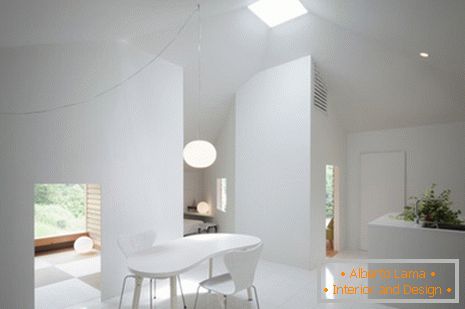 Interiorul unei case private mici, în culoarea albă