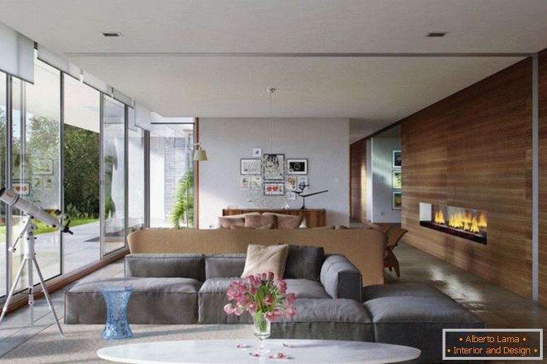 un confort secțiune gri-canapea-in-a-familiară-living-room