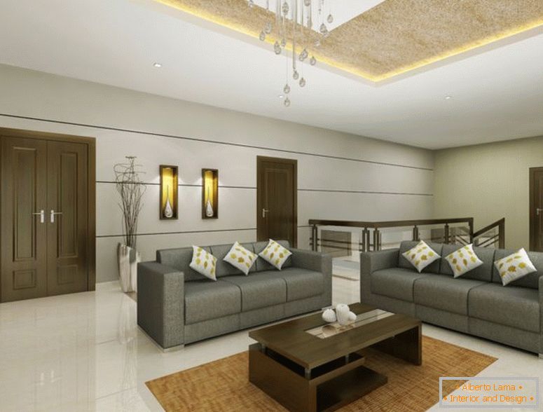 simplu-living-room-design-idei-cu-gri-color-canapele-si-unica-forma-brun-lemn-cafea-masă, de asemenea,-pluș-covor-și-alb-ceramica-podea, de asemenea,-raindrop- cristal-candelabru-ca-bine ca-home-decor