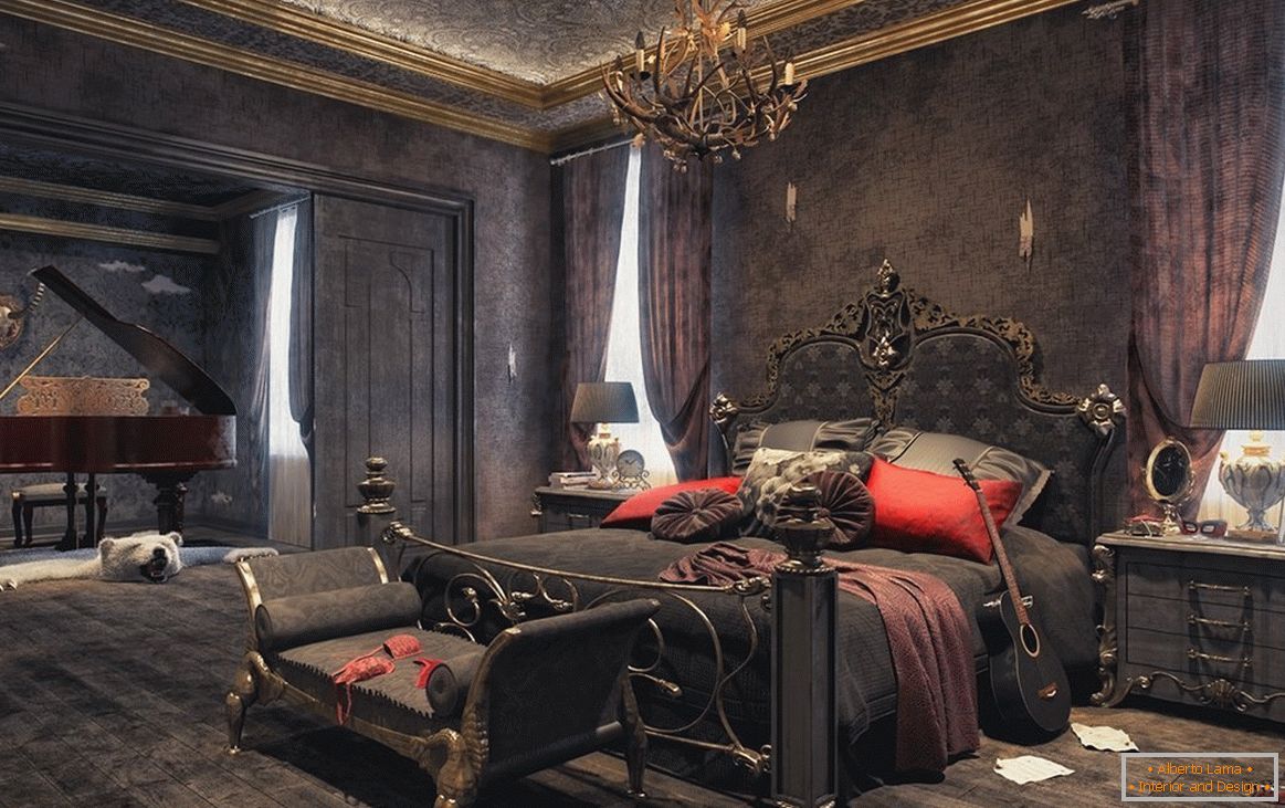 Dormitor în stil gotic в темных тонах