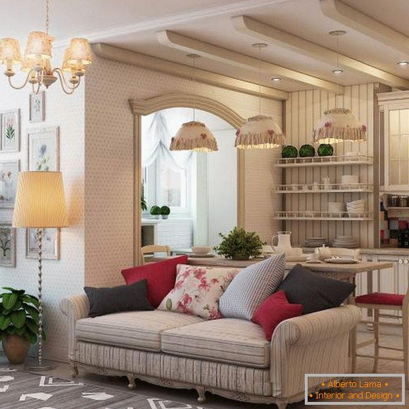 Un apartament studio - cameră de design interior în stilul Provence