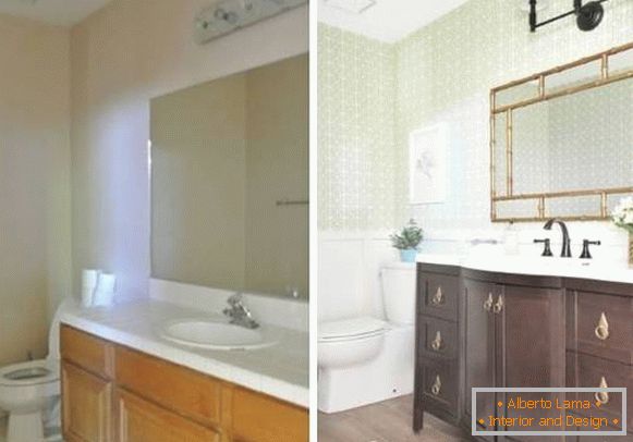 Design nou al unei băi într-o casă privată înainte și după