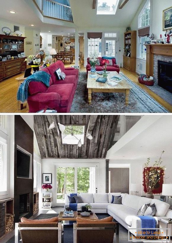 Fotografia interioară a unei case particulare înainte și după