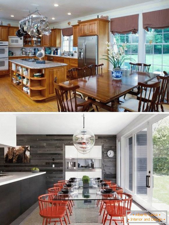 Designul bucătăriei într-o casă privată înainte și după fotografii