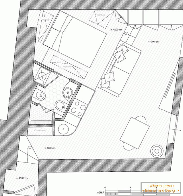 Schema apartamentului de la Archifacturing Design Studio