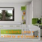 Combinația de verde și alb în designul apartamentului