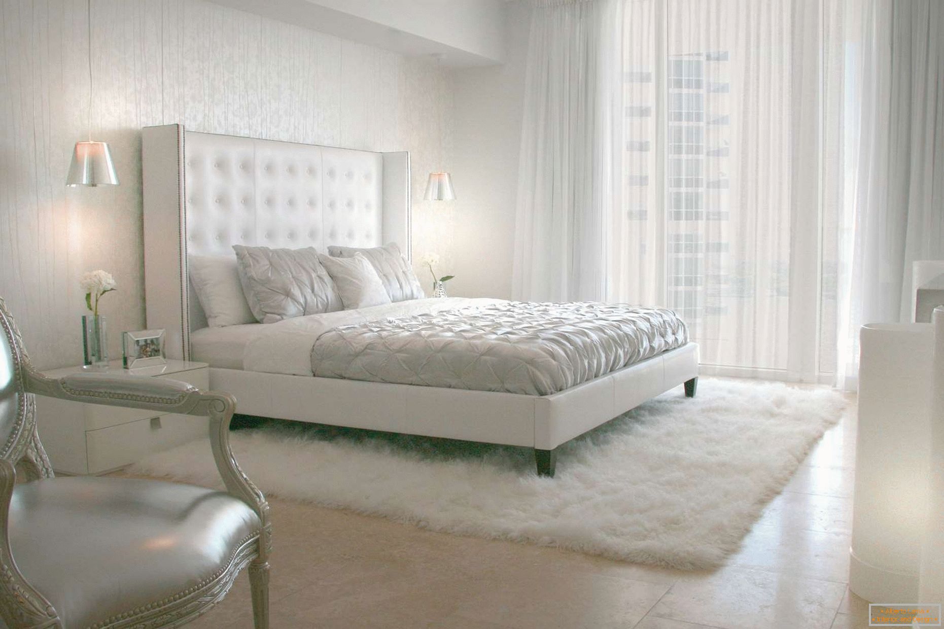 Culoare albă în designul dormitorului