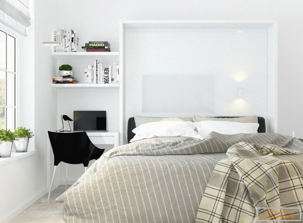 Dormitor în stilul minimalismului alb