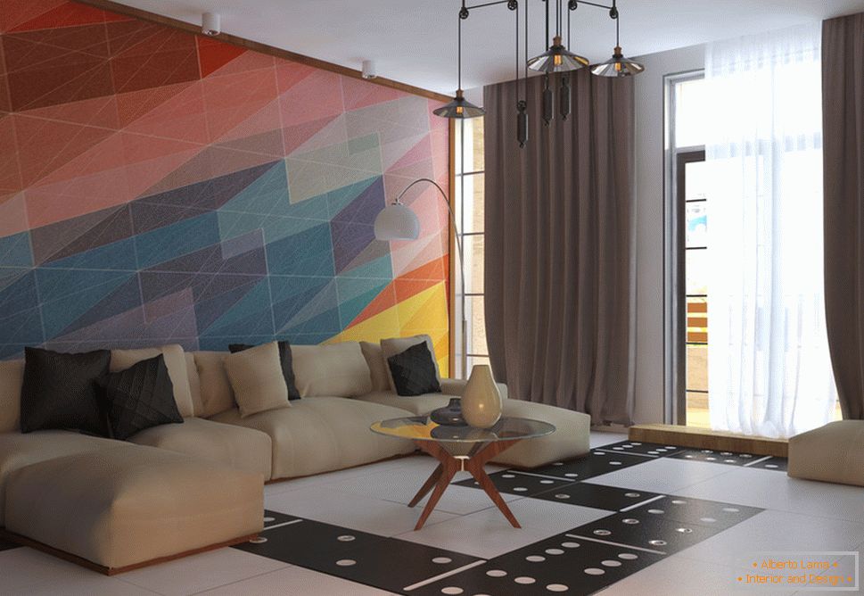 Interiorul unui apartament mic în culori strălucitoare