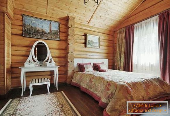 dormitor interior într-o casă din lemn, fotografie 38