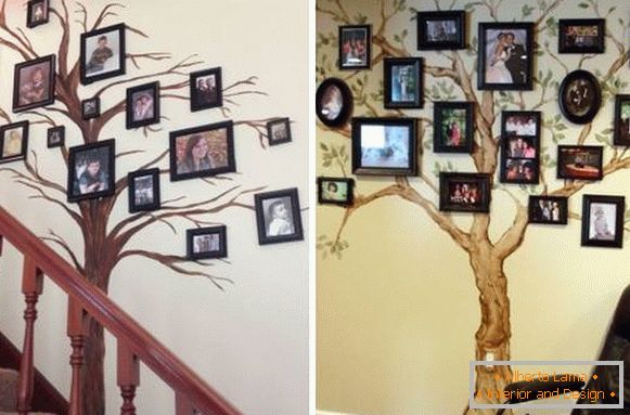 Idei pentru decorarea zidurilor cu fotografii - arbore genealogic