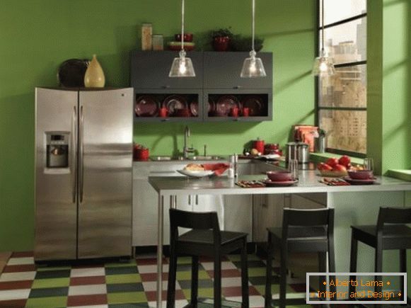 Bucătărie mică în culoarea verde