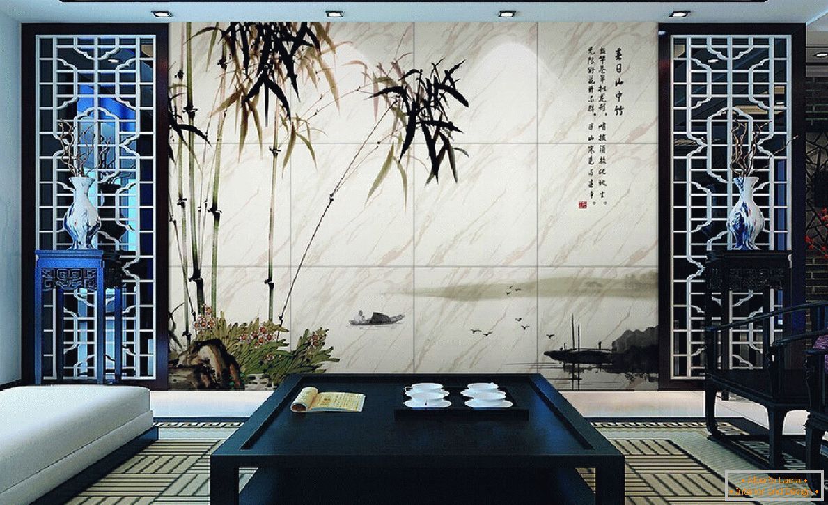 Decor de perete elegant cu o imagine de bambus