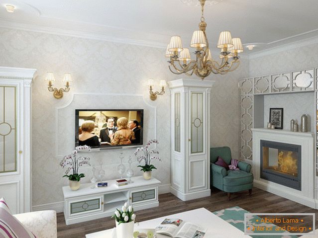 Exemplu de design interior al unei camere de zi mică în fotografie