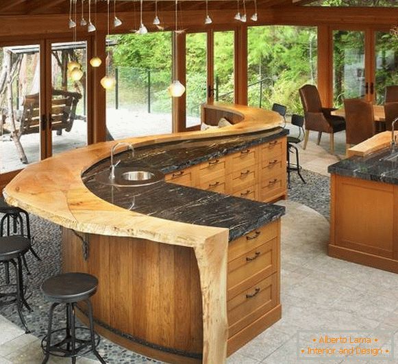 Lucrări nealterate din lemn și marmură - design de bucătărie 2015