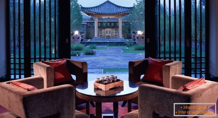 Designul camerei de zi la Banyan Tree Lijiang