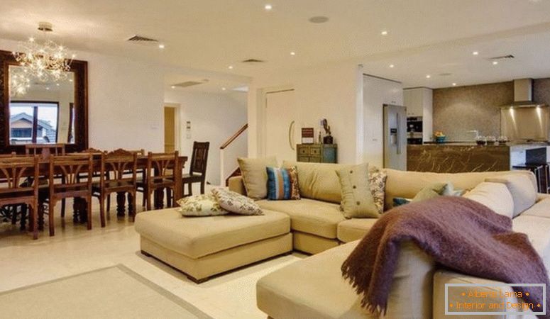 bucătărie-sufragerie-idei-concept din lemn-combinatie-cu-living-room-elegant-concept de
