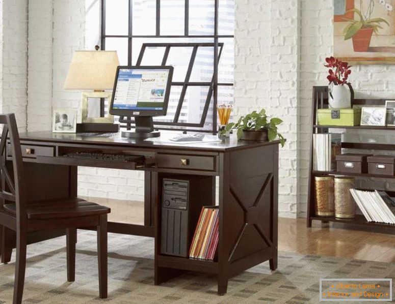 elegant-home-birou-cu-si-scaune-10-moderne-home-birou-design-idei din lemn de culoare închisă birou