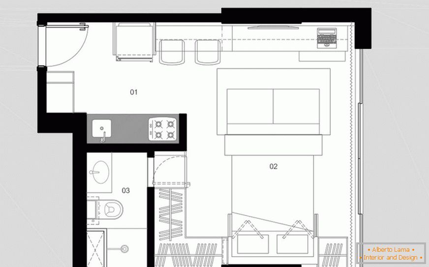 Planificați un mic apartament în Brazilia cu un pat