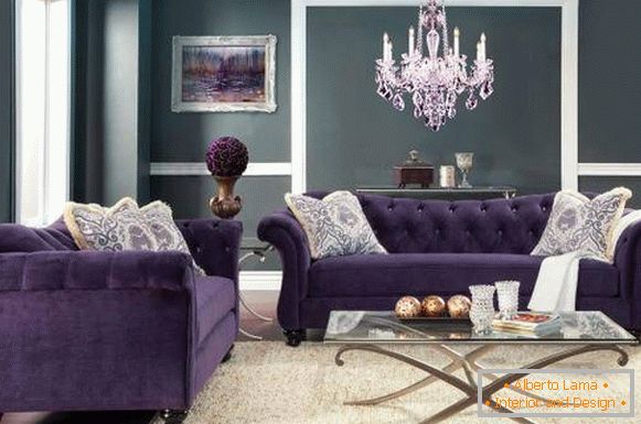 Velvet canapea în culoarea violet