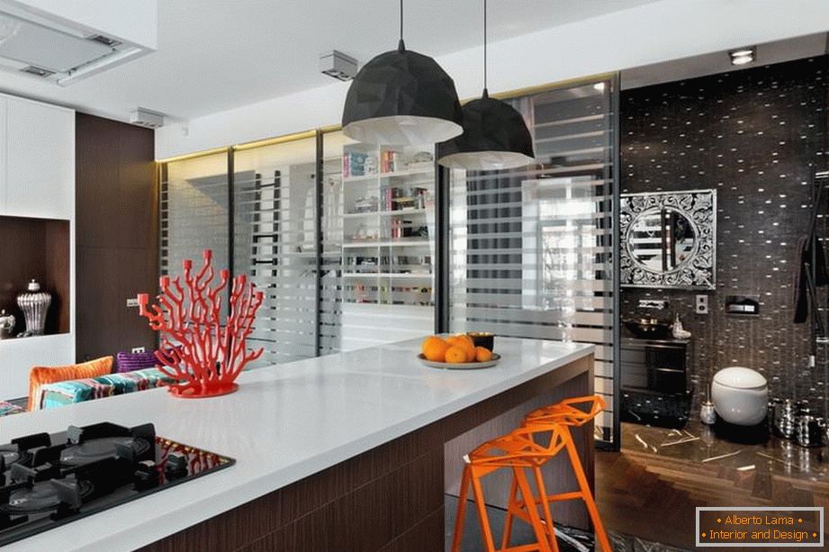 Bucătărie elegant studio-apartament în Kiev