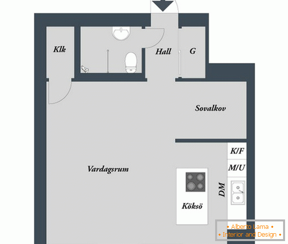 Planul unui apartament mic de lux