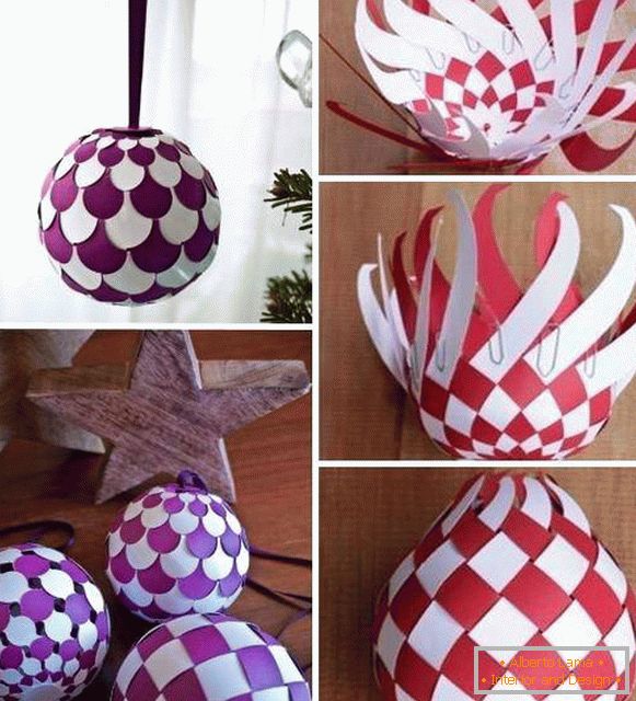 Originală minge de Crăciun pe copac - cu mâinile tale făcute din hârtie