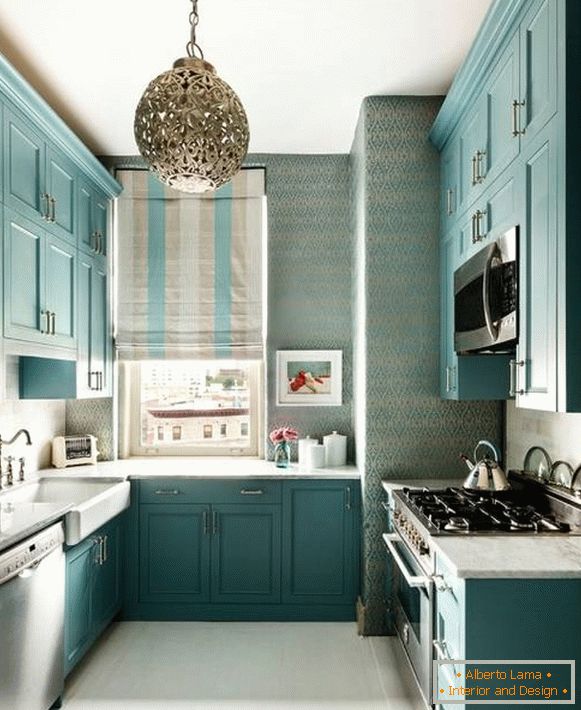 Design de bucătărie în albastru