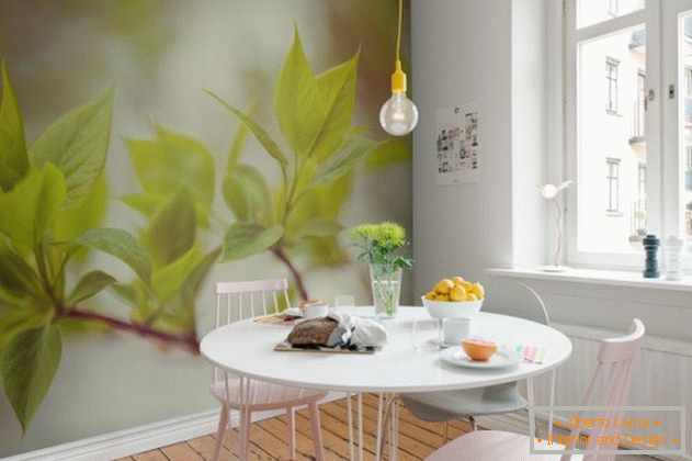 Wallpaper cu efect 3D asupra bucătăriei