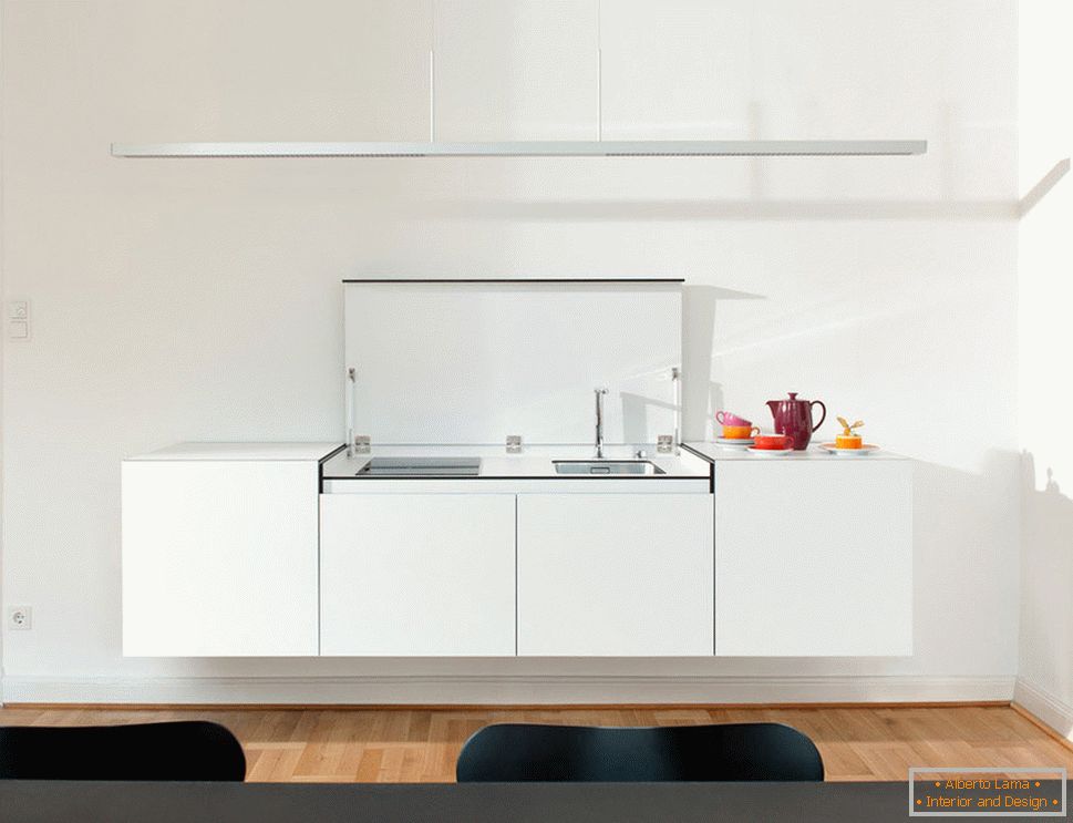 Design elegant de bucătărie de dimensiuni mici - открытая крышка