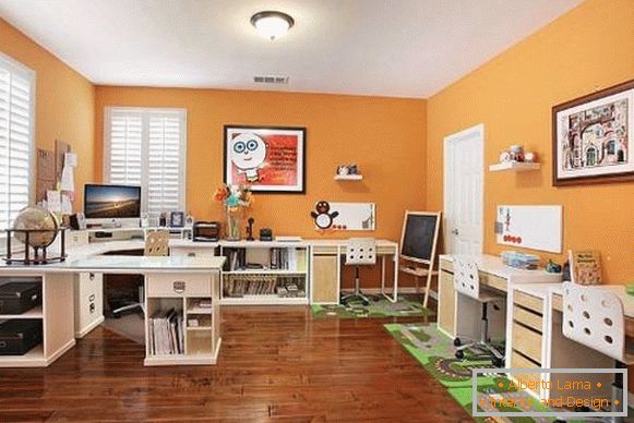 portocaliu-pereți-home-office