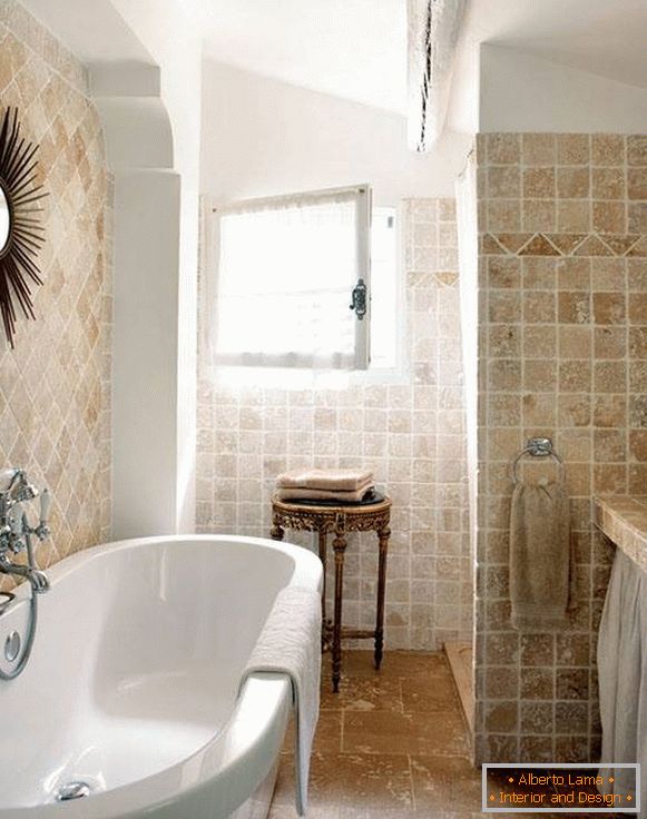 Placi pentru baie sub piatră în stilul Provence