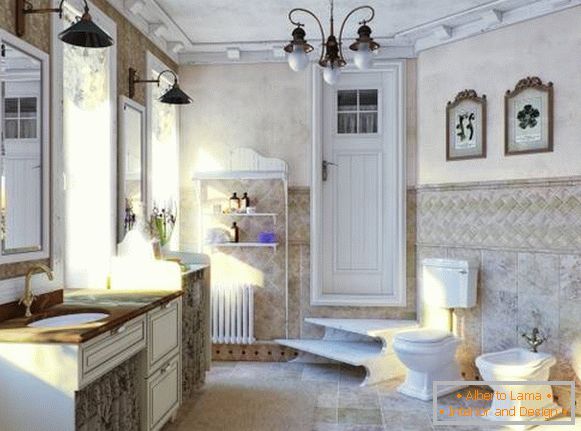 Stil tradițional Provence în baie - fotografie a unei băi într-o casă privată