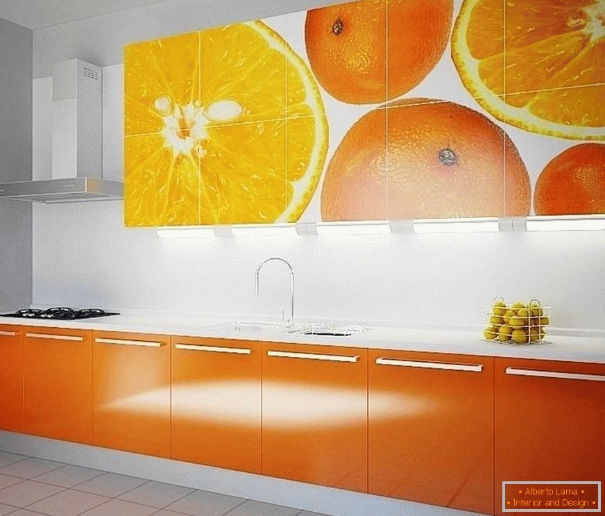 Fatada portocalie a bucătăriei