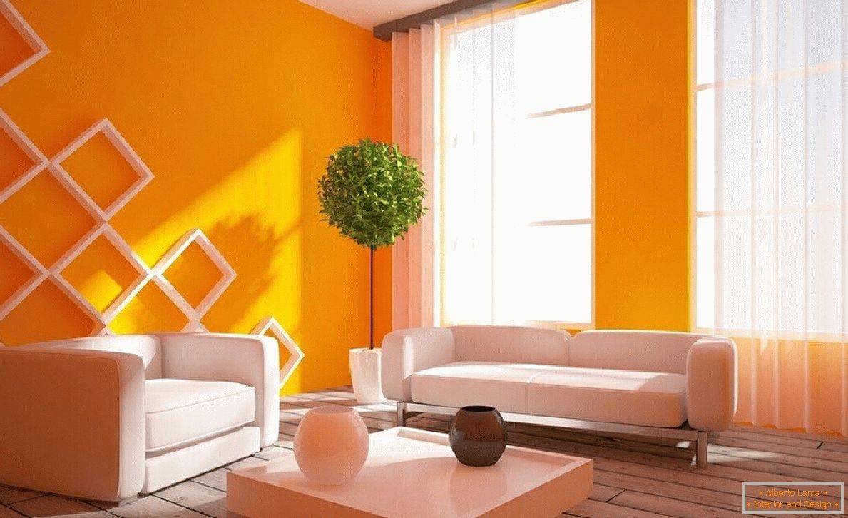 Interior în culoare portocalie