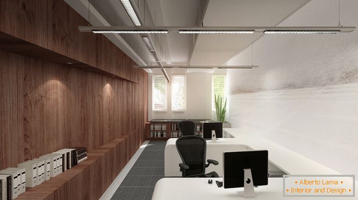 Zonele de lucru din birou sunt iluminate de lumini LED inteligente care pot suporta parametrii specificați.