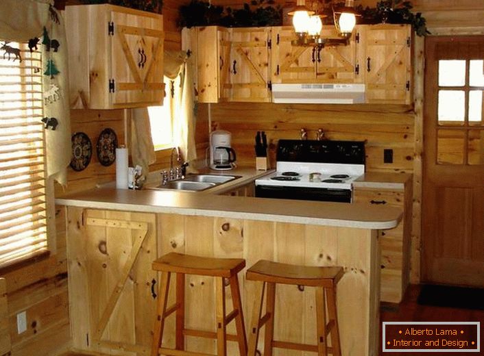 Bucătărie dimensiuni mici în stil rustic - o soluție excelentă pentru a da.