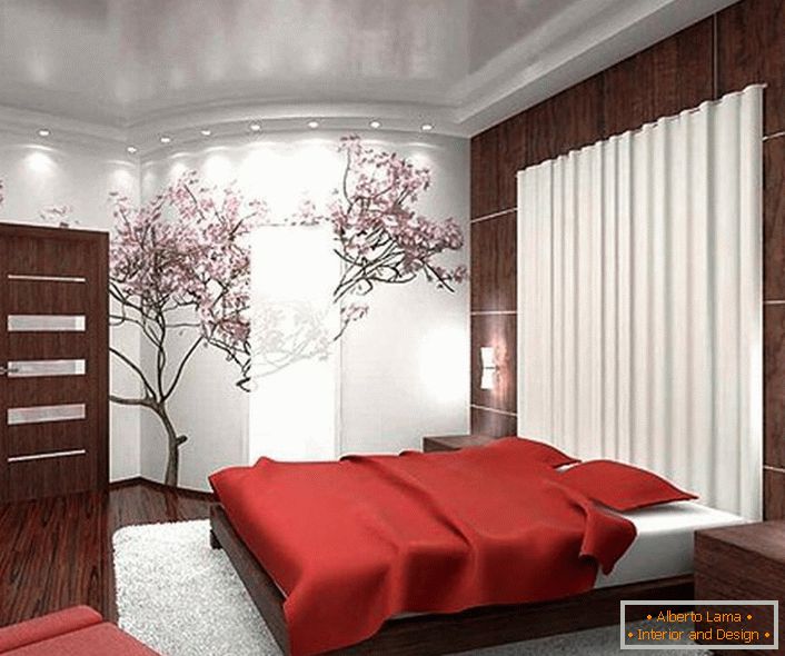 Adesea, pentru designul interior, în stilul minimalismului japonez, se folosește o imagine a florilor de cireșe japoneze. 