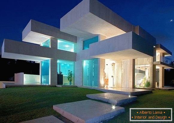 Designul futurist al fațadei unei fotografii de casă privată